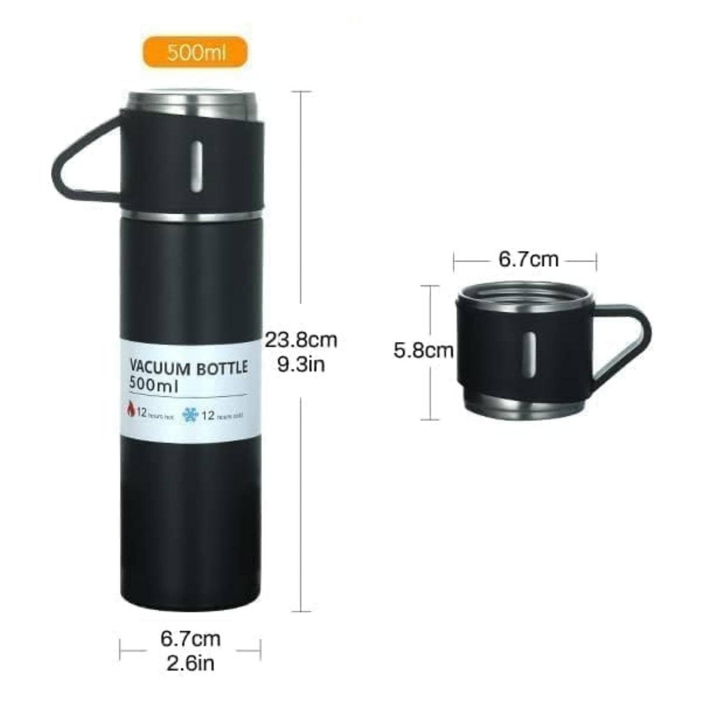 Customized Vacuum Insulated Bottle Water Flask Set with 3 Cups Gift Set