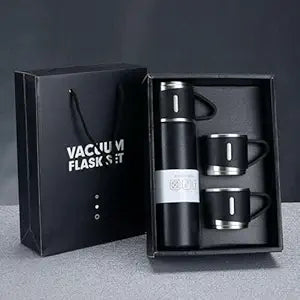 Customized Vacuum Insulated Bottle Water Flask Set with 3 Cups Gift Set